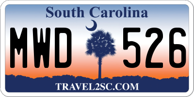 SC license plate MWD526