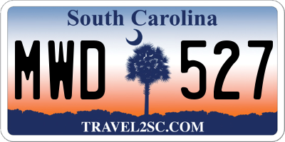 SC license plate MWD527