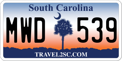 SC license plate MWD539