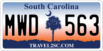 SC license plate MWD563