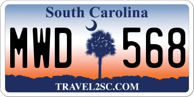 SC license plate MWD568