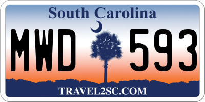 SC license plate MWD593