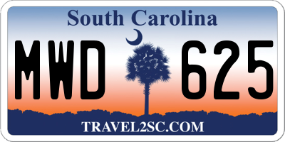 SC license plate MWD625