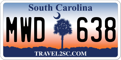 SC license plate MWD638