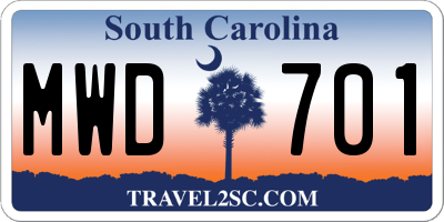 SC license plate MWD701
