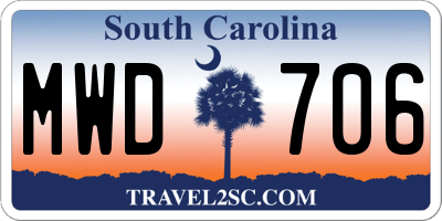 SC license plate MWD706
