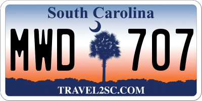 SC license plate MWD707