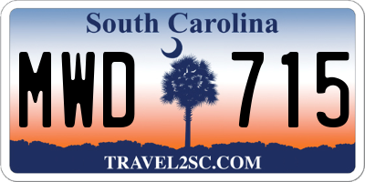 SC license plate MWD715