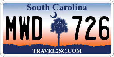 SC license plate MWD726