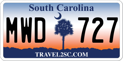 SC license plate MWD727