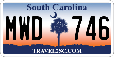 SC license plate MWD746