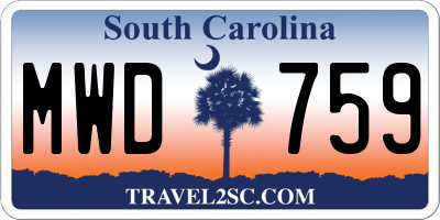 SC license plate MWD759
