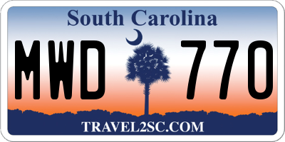 SC license plate MWD770