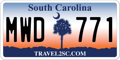 SC license plate MWD771