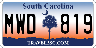 SC license plate MWD819