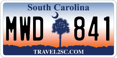 SC license plate MWD841