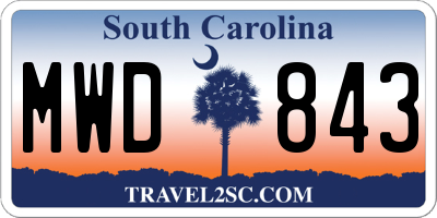 SC license plate MWD843