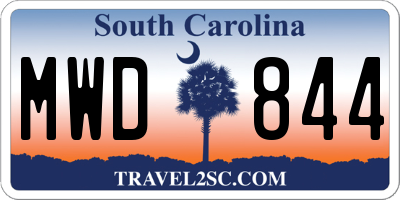SC license plate MWD844