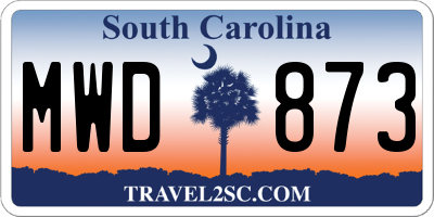 SC license plate MWD873
