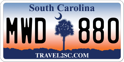 SC license plate MWD880