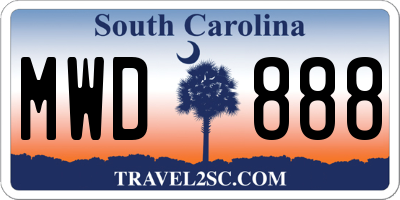 SC license plate MWD888