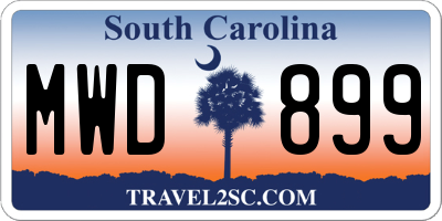 SC license plate MWD899