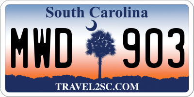SC license plate MWD903
