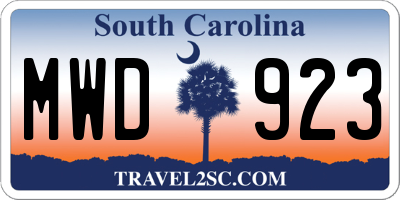 SC license plate MWD923
