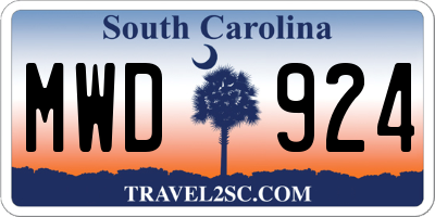 SC license plate MWD924