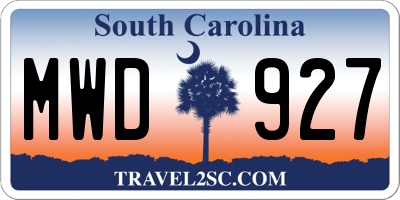 SC license plate MWD927