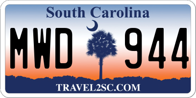 SC license plate MWD944