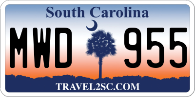 SC license plate MWD955