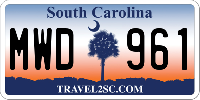 SC license plate MWD961