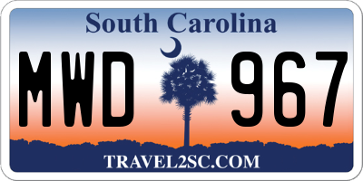 SC license plate MWD967