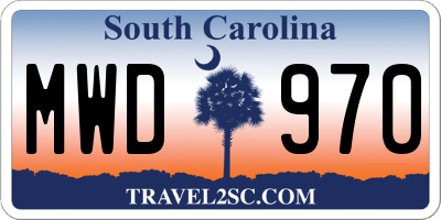 SC license plate MWD970