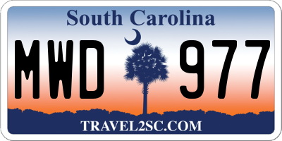 SC license plate MWD977