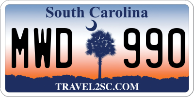 SC license plate MWD990