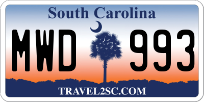 SC license plate MWD993
