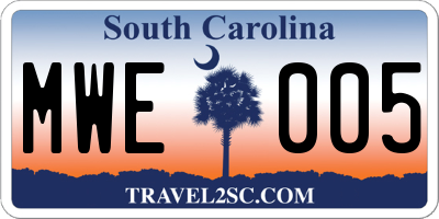 SC license plate MWE005