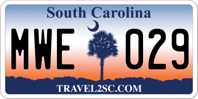 SC license plate MWE029