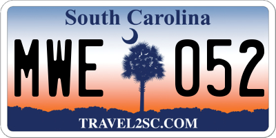 SC license plate MWE052