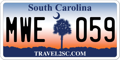 SC license plate MWE059