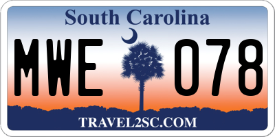 SC license plate MWE078