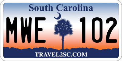 SC license plate MWE102