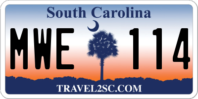 SC license plate MWE114