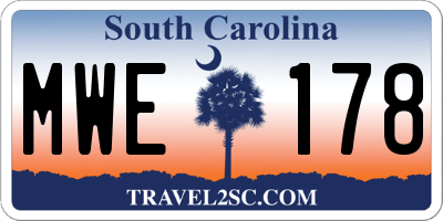 SC license plate MWE178