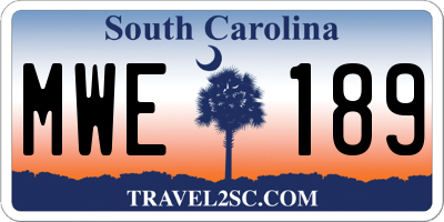 SC license plate MWE189