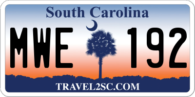 SC license plate MWE192