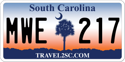 SC license plate MWE217