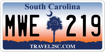 SC license plate MWE219